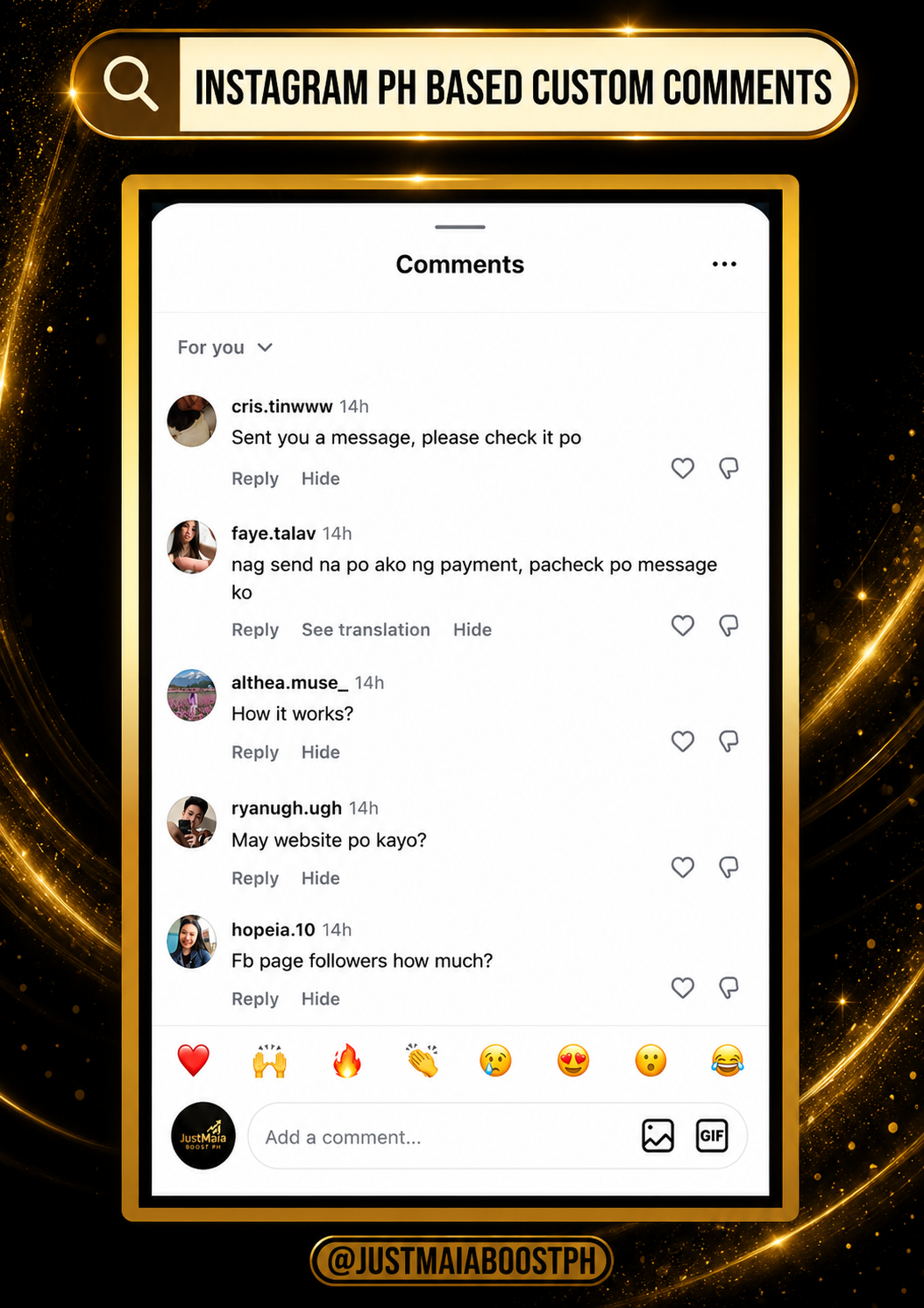 Instagram PH Based Custom Comments