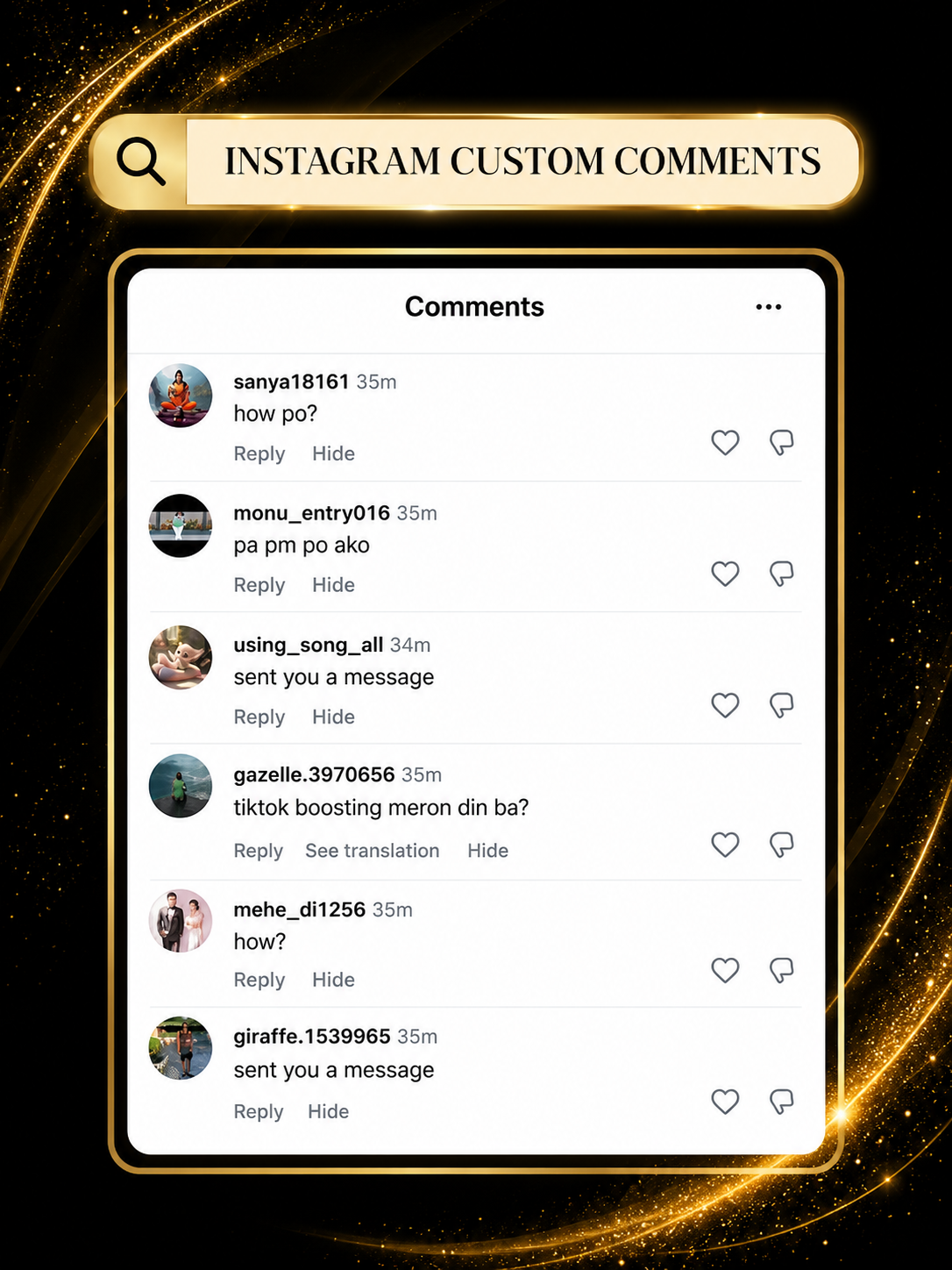 Instagram Custom Comments