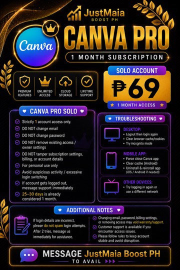 Canva Pro premium account pricelist