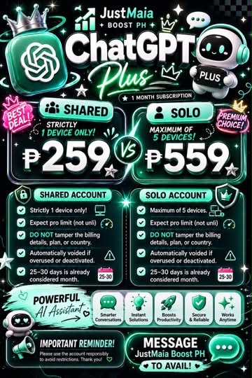 ChatGPT Plus premium account pricelist