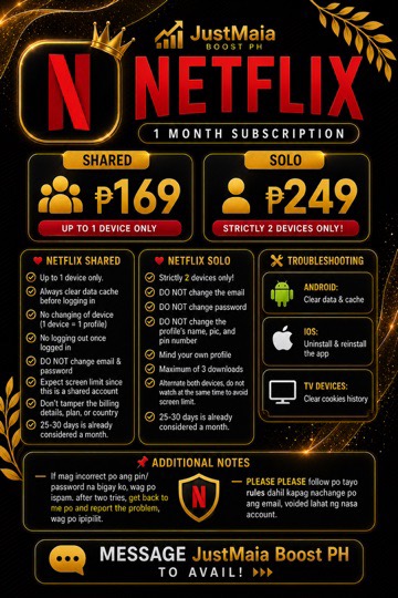 Netflix premium account pricelist