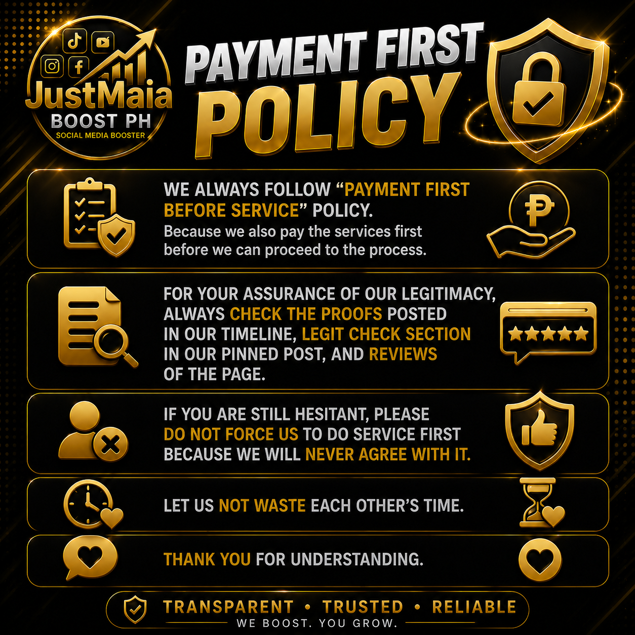 Payment first policy visual