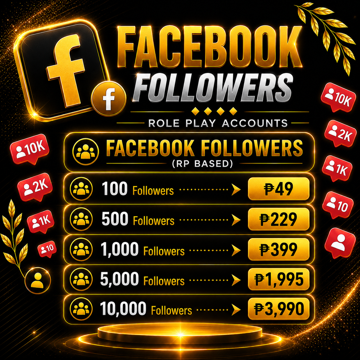 Facebook RP Based (ROLE PLAY ACCOUNTS) pricelist 1