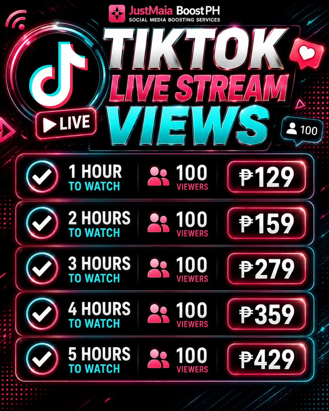 TikTok pricelist 1